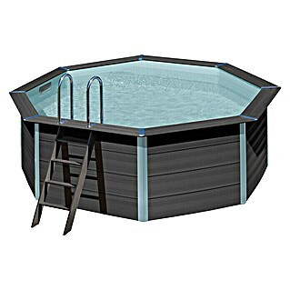 Gre WPC-Pool Avantgarde (Ø x H: 410 x 124 cm, Dunkelgrau, 11 000 l)
