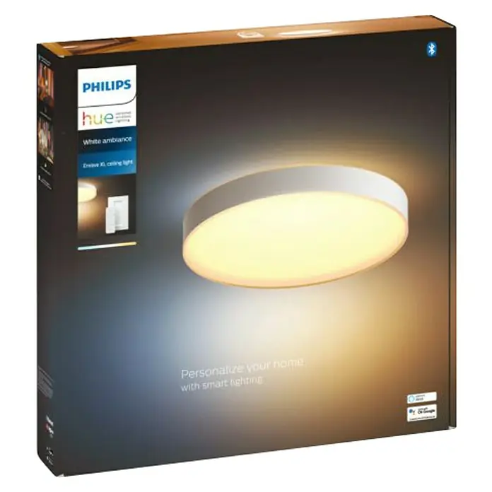 Philips Hue LED-Deckenleuchte rund White Ambience Enrave XL - 48 W, Ø x H: 55,1 x 8,4 cm, Weiß, Kaltweiß - Produktbild der Philips Hue Enrave XL Deckenleuchte. Intelligente Beleuchtung zur Personalisierung Ihres Zuhauses.