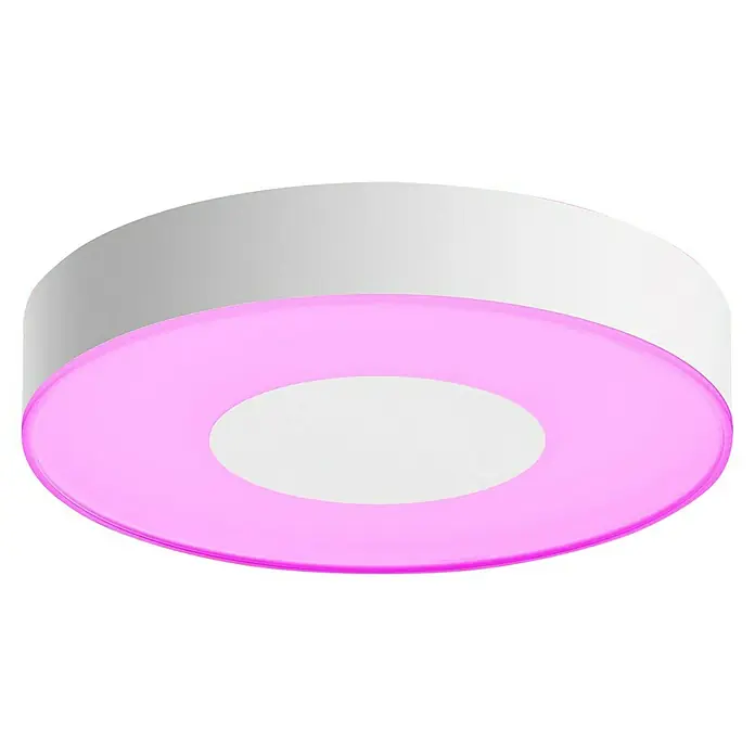 Philips Hue LED-Deckenleuchte rund White & Color Ambiance Infuse M - 33,5 W, Ø x H: 38,1 x 8,4 cm, Weiß, Mehrfarbig - Moderne LED-Deckenleuchte mit rosa Akzentlicht für eine stimmungsvolle Beleuchtung in jedem Raum. Das runde Design sorgt für ein elegantes Erscheinungsbild.