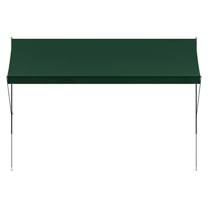 Angerer Klemmmarkise Style - Grün, Breite: 3,5 m, Ausfall: 1,5 m - Bild eines grünen Pavillons mit stabilem Gestell. Ideal für Gartenpartys und Veranstaltungen im Freien. Schützt vor Sonne und Regen.