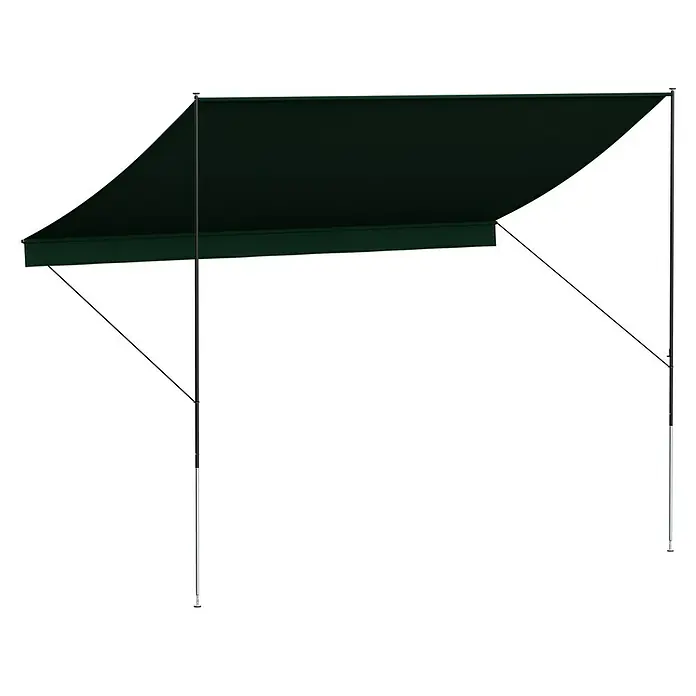 Angerer Klemmmarkise Style - Grün, Breite: 3,5 m, Ausfall: 1,5 m - Hier ist eine elegante Markise zu sehen. Die Markise spendet Schatten und schützt vor der Sonne.
