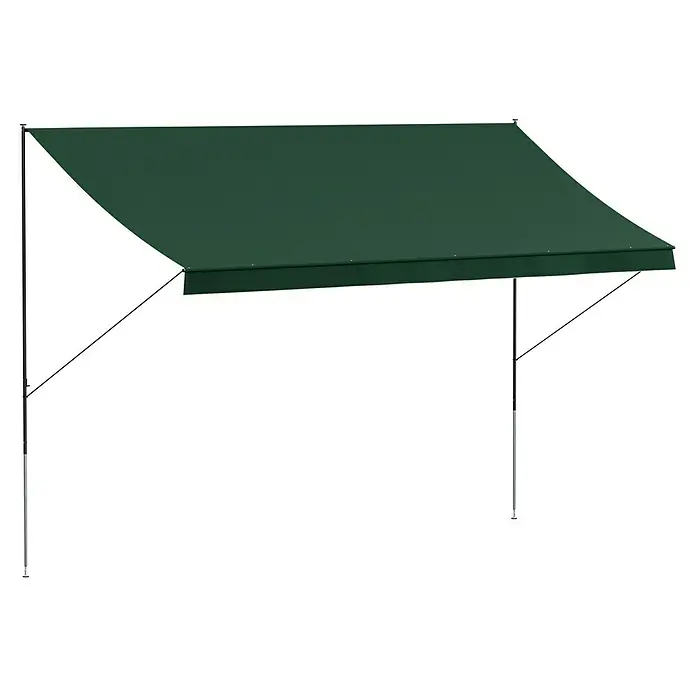 Angerer Klemmmarkise Style - Grün, Breite: 4 m, Ausfall: 1,5 m - Grüne Markise mit silberfarbenem Gestell. Schützt vor Sonne und Regen und ist ideal für Terrasse und Garten.