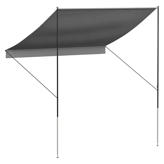 Angerer Klemmmarkise Style Granit - Hellgrau, Breite: 2,5 m, Ausfall: 1,5 m - Graue Markise mit robustem Gestell und ausfahrbarem Sonnenschutz, perfekt für den Außenbereich.