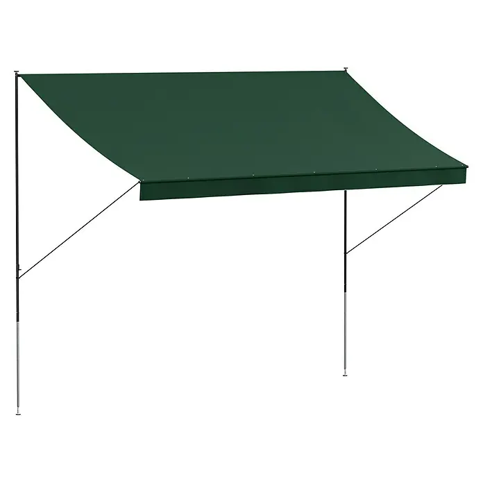 Angerer Klemmmarkise Style - Grün, Breite: 3,5 m, Ausfall: 1,5 m - Grüne Markise mit Stahlgestell. Das Produkt ist ideal für den Einsatz im Freien und bietet Schatten und Schutz vor der Sonne.