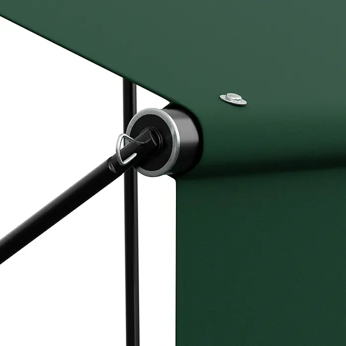 Angerer Klemmmarkise Style - Grün, Breite: 3 m, Ausfall: 1,5 m - Nahaufnahme eines Rollos mit einem robusten, modernen Befestigungsmechanismus, ideal für stilvolle Fensterdekoration.
