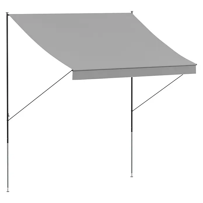 Angerer Klemmmarkise Style Granit - Hellgrau, Breite: 2,5 m, Ausfall: 1,5 m - Graue Markise mit schwarzem Gestell. Die Markise ist aus robustem Material gefertigt und bietet Schutz vor Sonne und Regen.