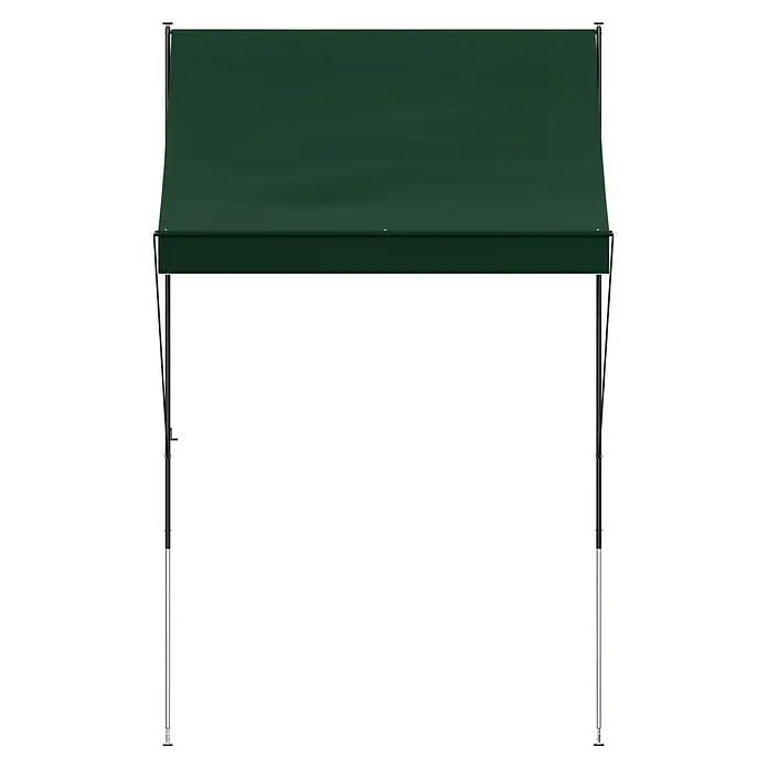 Angerer Klemmmarkise Style - Grün, Breite: 1,5 m, Ausfall: 1,5 m - Grüne Markise mit silbernen Ständern. Sie bietet Schatten und Schutz vor Sonne und Regen, ideal für Garten, Terrasse oder Balkon.
