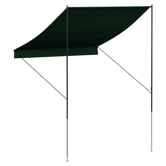 Angerer Klemmmarkise Style - Grün, Breite: 2 m, Ausfall: 1,5 m - Eine elegante, dunkelgrüne Markise, ideal für Schatten und Stil im Außenbereich, mit robustem Gestell für Stabilität und Langlebigkeit.