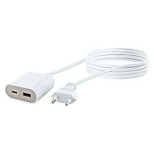 Schwaiger USB-Ladeadapter (Weiß/Grau, 2-fach, Kabellänge: 2,5 m)