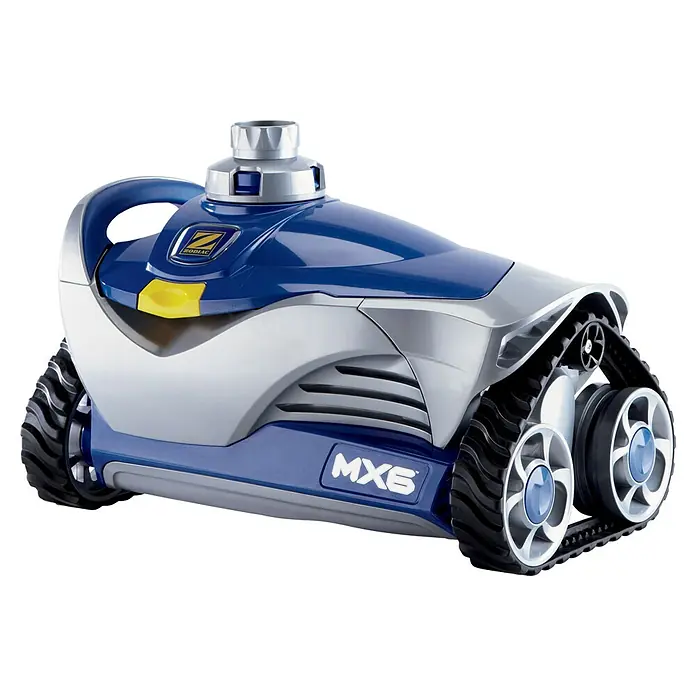 Zodiac Poolroboter MX6 - Hydraulisch, Passend für: Pools bis 10 x 5 m - Das Bild zeigt einen Zodiac MX6 Poolreiniger, ein fortschrittliches Gerät zur automatischen Reinigung von Schwimmbecken.