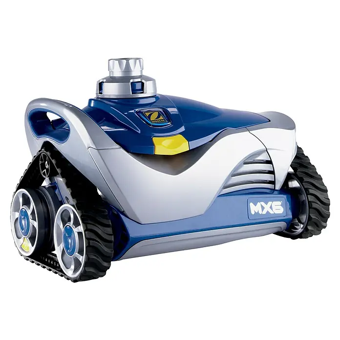 Zodiac Poolroboter MX6 - Hydraulisch, Passend für: Pools bis 10 x 5 m - Nahaufnahme des Zodiac MX6 Poolreinigungsroboters, der durch sein modernes Design und effiziente Reinigungsleistung besticht.