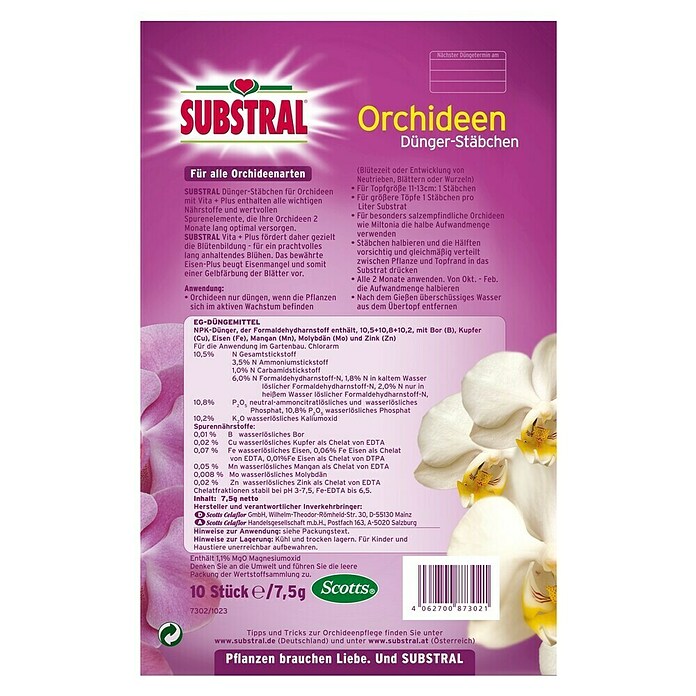 Substral Orchideen-Düngerstäbchen (10 Stk., Inhalt ausreichend für ca.: 10 Pflanzen)