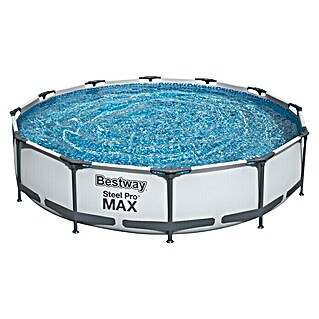 Bestway Frame zwembad met filterpomp Steel Pro MAX (Ø x h: 366 x 76 cm, 6.473 l, Grijs)