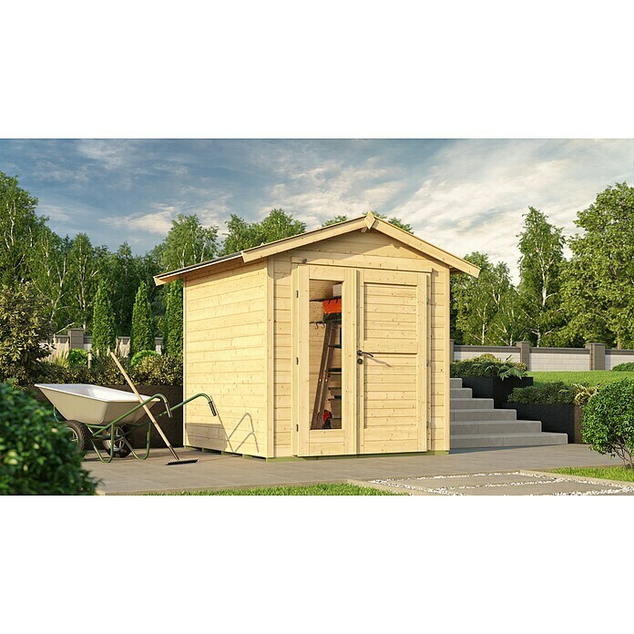 Weka Gartenhaus 224 (Außenmaß inkl. Dachüberstand (B x T): 260 x 238 cm, Holz, Natur) | BAUHAUS