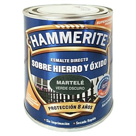 Hammerite Esmalte para metal Hierro y Óxido (Verde oscuro, 750 ml, Efecto martelé)