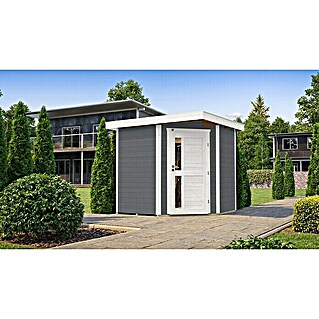 Weka Gartenhaus 229 (Außenmaß inkl. Dachüberstand (B x T): 244 x 244 cm, Holz, Grau)