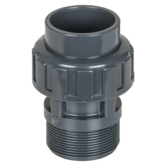 Gre Muffe - 50 mm, 2″ - Graue PVC-Rohrverschraubung mit Gewinde für Wasserleitungen und Sanitärinstallationen.