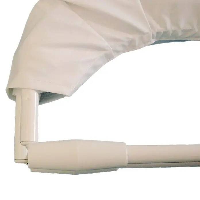 Elemento de unión para toldo - Para diámetro de tubo: 20 mm, Blanco, 1 ud. - Primer plano de un dosel de cama con tela blanca y estructura a juego, creando un ambiente sereno y confortable para dormir.