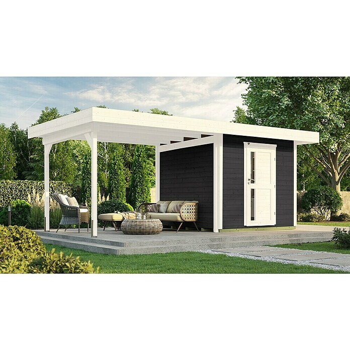 Weka Gartenhaus 172 B (Außenmaß inkl. Dachüberstand (B x T): 575 x 314 cm, Holz, Anthrazit) | BAUHAUS
