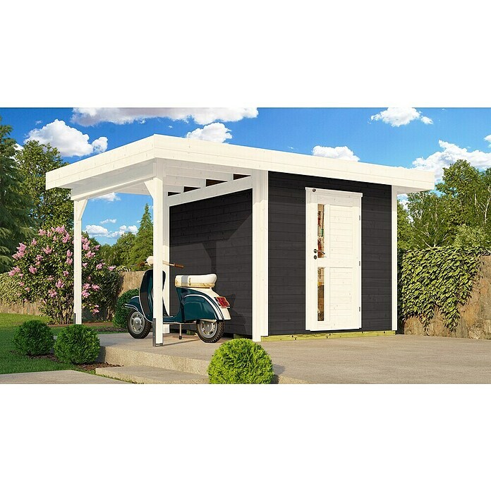 Weka Gartenhaus 172 A (Außenmaß inkl. Dachüberstand (B x T): 430 x 314 cm, Holz, Anthrazit) | BAUHAUS