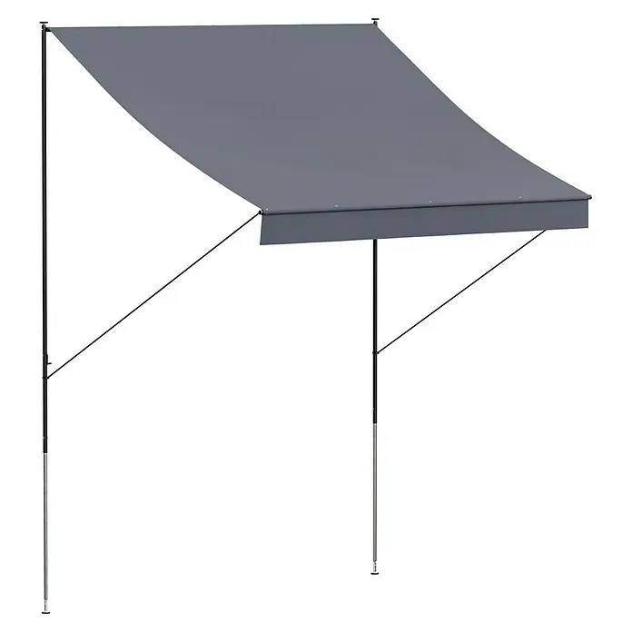 Angerer Klemmmarkise Style Anthrazit - Dunkelgrau, Breite: 2 m, Ausfall: 1,5 m - Bild einer freistehenden, dunkelgrauen Markise. Die Markise spendet Schatten und Schutz vor Sonne und Witterungseinflüssen im Außenbereich.