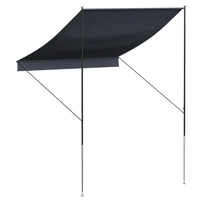 Angerer Klemmmarkise Style Anthrazit - Dunkelgrau, Breite: 2 m, Ausfall: 1,5 m - Schwarzes Sonnensegel, das Schatten spendet und vor Sonne schützt, ideal für den Garten oder die Terrasse. Elegantes Design mit stabilen Stützen.