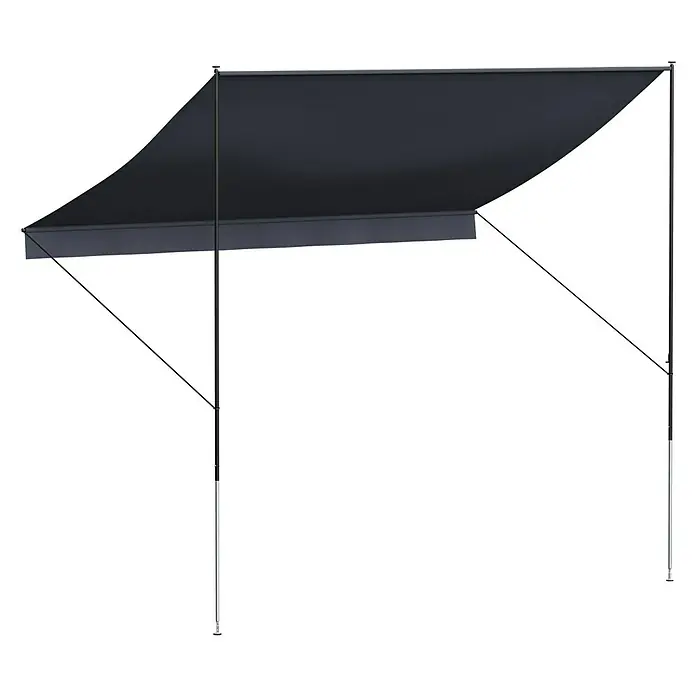Angerer Klemmmarkise Style Anthrazit - Dunkelgrau, Breite: 3 m, Ausfall: 1,5 m - Schwarzer Sonnenschutz mit robustem Gestell bietet idealen Schutz vor Sonne und verleiht Ihrem Außenbereich stilvolle Akzente.