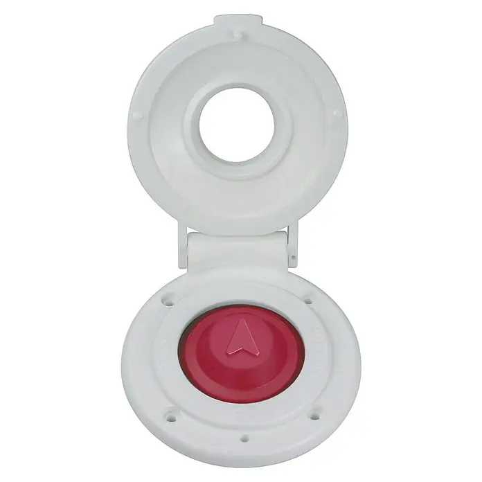 Pulsador up - L x An x Al: 85 x 77 x 12 mm, Blanco - Interruptor de pie con botón rojo y cubierta blanca. Ideal para dispositivos médicos, ofrece un funcionamiento sencillo e higiénico.