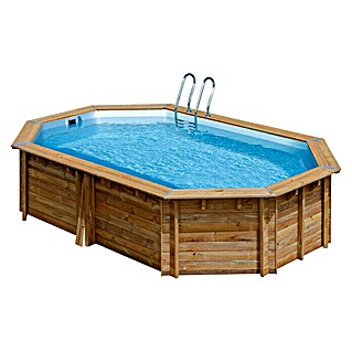 Gre Holz-Pool Safran 2 (L x B x H: 620 x 395 x 136 cm, Hellbraun, 22 000 l)