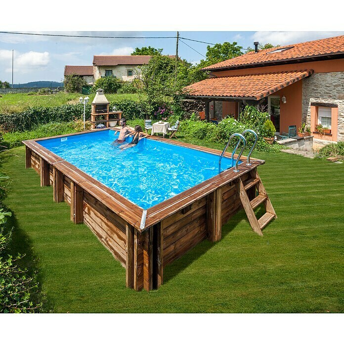 Gre Massivholzpool MangoL x B x H: 618 x 320 x 130 cm, 18,1 m³, Naturbraun Use Shot