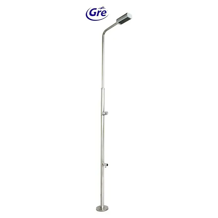 Gre Gartendusche - Höhe: 216 cm, Edelstahl, Silber - Glänzende Edelstahldusche für den Außenbereich mit Kopf- und Fußbrause. Perfekt für Garten, Pool oder Strand.