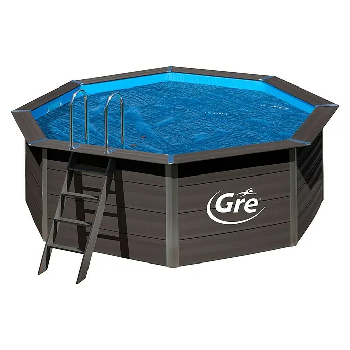 Gre Pool-Abdeckplane Isotherm - Stärke: 400 µm, Durchmesser: 361 cm, Kunststoff - Ein Gartenpool von Gre mit Abdeckung und Leiter. Ideal für den Sommer, um sich abzukühlen und Spaß zu haben.