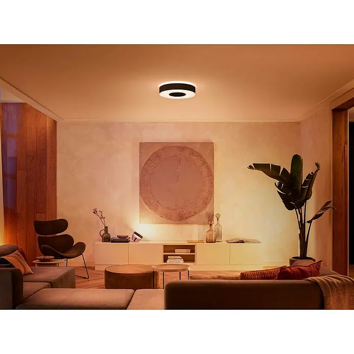 Philips Hue LED-Deckenleuchte rund White and color ambience Infuse M - Ø x H: 38,1 x 8,4 cm, RGBW - Deckenleuchte mit Ringdesign. Das moderne Design integriert sich nahtlos in jeden Raum und sorgt für warmes, einladendes Licht.