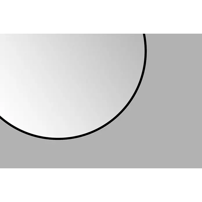 DSK Wandspiegel Silver Globo - Durchmesser: 120 cm, Schwarz - Elegante runde Spiegelfläche mit schwarzem Rahmen vor einem schlichten, grauen Hintergrund. Minimalistisch und stilvoll für moderne Räume.
