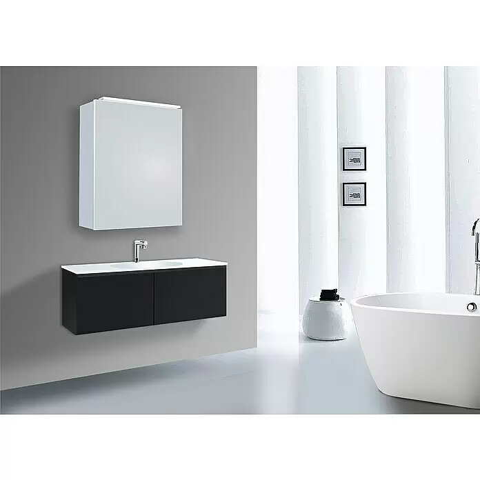DSK LED-Spiegelschrank Aluminio Vegas - B x H: 50 x 60 cm, Aluminium, Silber - Stimmungsaufnahme