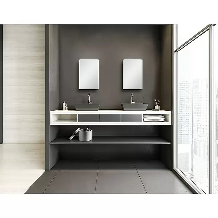 DSK LED-Spiegelschrank Aluminio Vegas - B x H: 40 x 60 cm, Aluminium, Silber - Stimmungsaufnahme