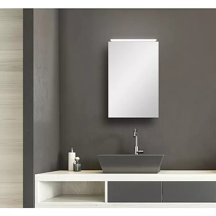 DSK LED-Spiegelschrank Aluminio Vegas - B x H: 40 x 60 cm, Aluminium, Silber - Stimmungsaufnahme
