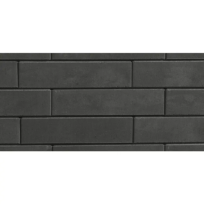 Diephaus Palisade / Mauerstein Laredo - 40 x 10 x 10 cm, Basalt, Beton - Das Bild zeigt eine detaillierte Nahaufnahme einer grauen Backsteinmauer, die eine robuste und moderne Textur hervorhebt.