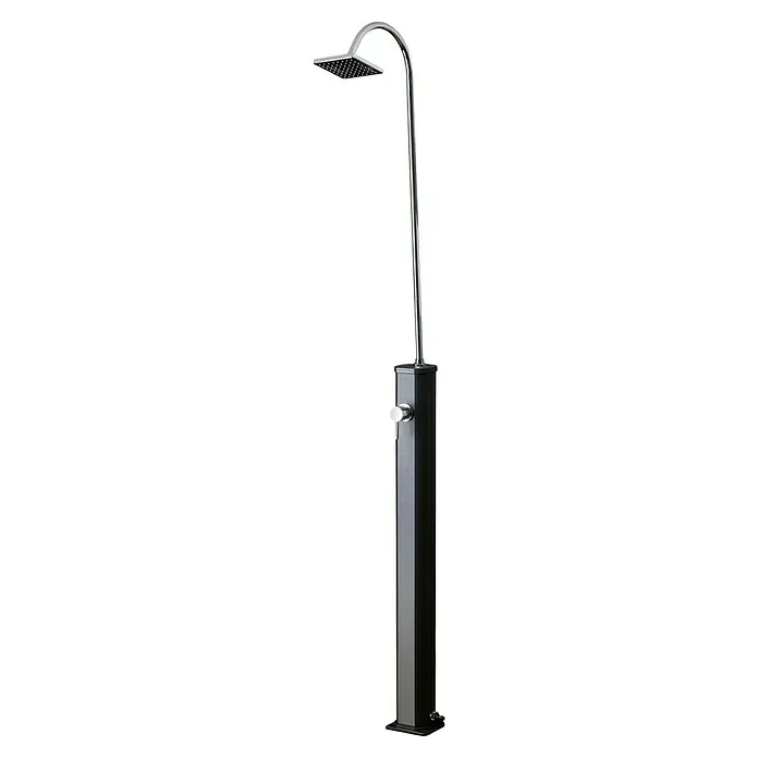Gre Ducha solar Esencial Deluxe - Altura: 223 cm, Aluminio, Antracita - Ducha exterior independiente con cabezal cuadrado y mando para facilitar su uso. Ideal para jardín o piscina.