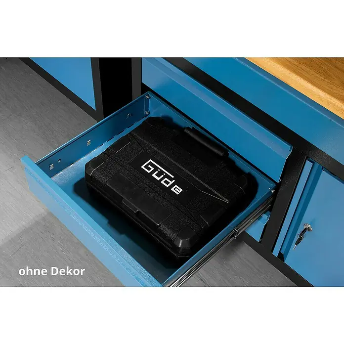 Güde Werkbank GW 8 S - L x B x H: 120 x 60 x 85 cm, Anzahl Schubladen: 8 Stk. - Schublade mit Güde Werkzeugkoffer.
