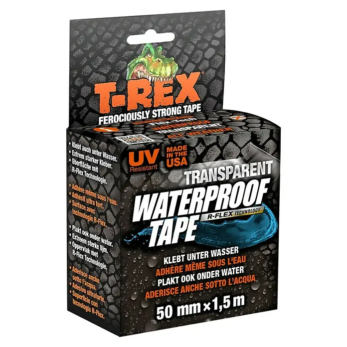 T-Rex Reparaturband Waterproof Tape - Transparent, 1,5 m x 50 mm - Bild des T-Rex Transparent Waterproof Tape.