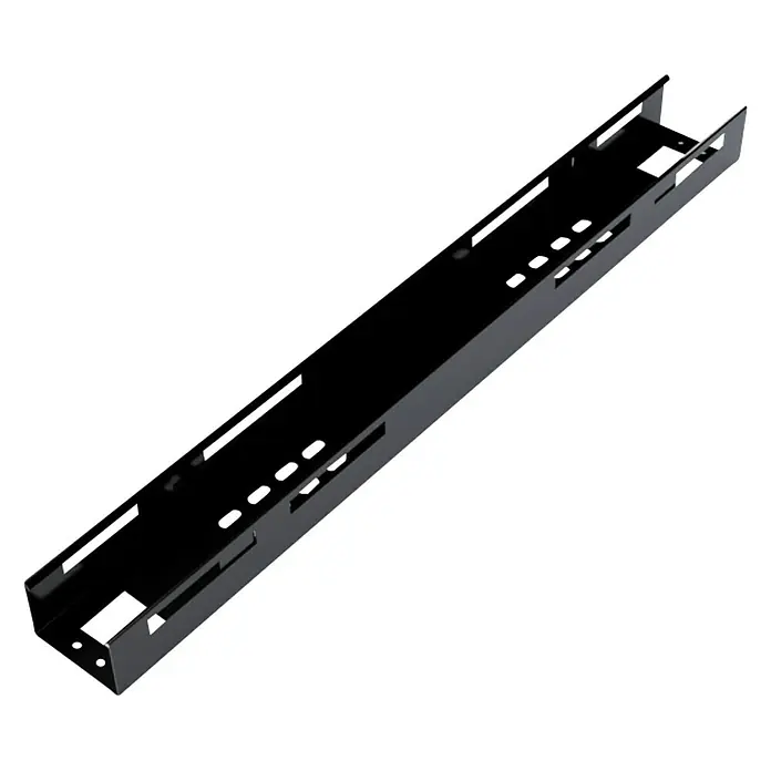 Kabelkanal BOXIT Varioplex - Schwarz - Schwarze Rack-Schiene für die Montage von Geräten. Solide Konstruktion für sicheren Halt im Serverschrank.