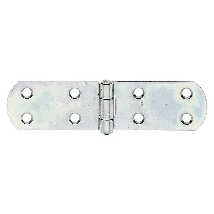 Stabilit Bisagra - L x An: 135 x 35 mm, Acero, Zincado - Bisagra de correa metálica con esquinas redondeadas y orificios de montaje. Ideal para puertas y portones de madera.