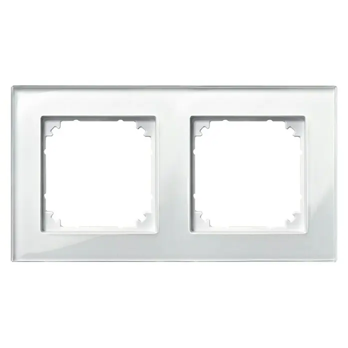 Merten M-Plan Abdeckrahmen 489219 - Brilliantweiß, 2-fach, Glas - Zweifache, glänzend weiße Steckdosenabdeckung zur stilvollen und sicheren Integration von zwei Steckdosen in Ihr Zuhause.