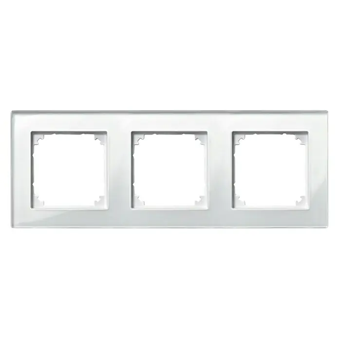 Merten M-Plan Abdeckrahmen 489319 - Brilliantweiß, 3-fach, Glas - Eine dreifache, glänzende, weisse Blende für Lichtschalter, die eine elegante Optik bietet und die Funktionalität des Raumes verbessert.