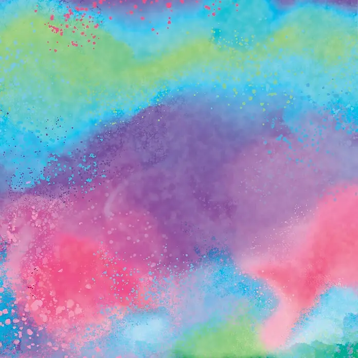 Cricut Transferfolie Infusible Ink - 2 Stk., Watercolour Splash, L x B: 30,5 x 30,5 cm - Farbenfrohes abstraktes Bild mit Farbexplosionen in Pink, Lila, Blau und Grün. Ein lebendiger Hintergrund für kreative Projekte.