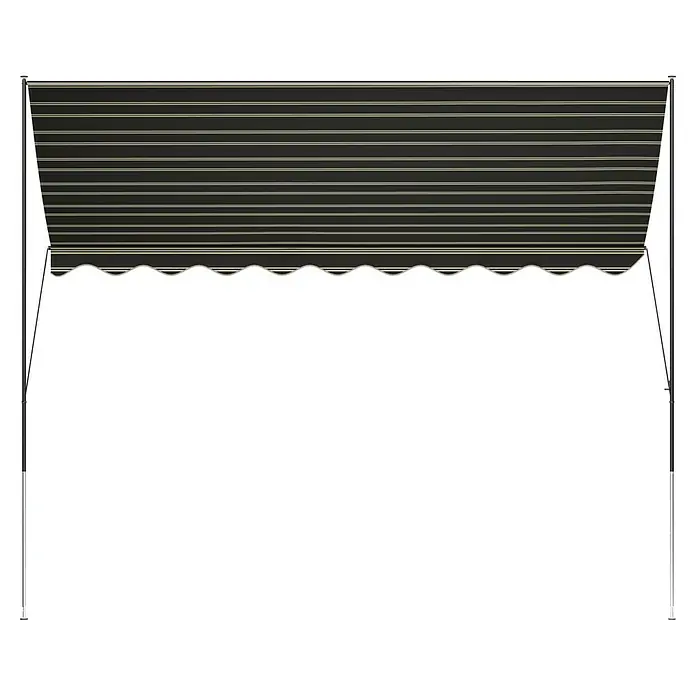 Angerer Klemmmarkise - Braun/Creme, Breite: 3 m, Ausfall: 1,5 m - Bild einer Streifenmarkise mit Metallrahmen, ideal für den Schatten im Freien. Die Markise bietet Schutz vor Sonne und ist ein stilvolles Accessoire.