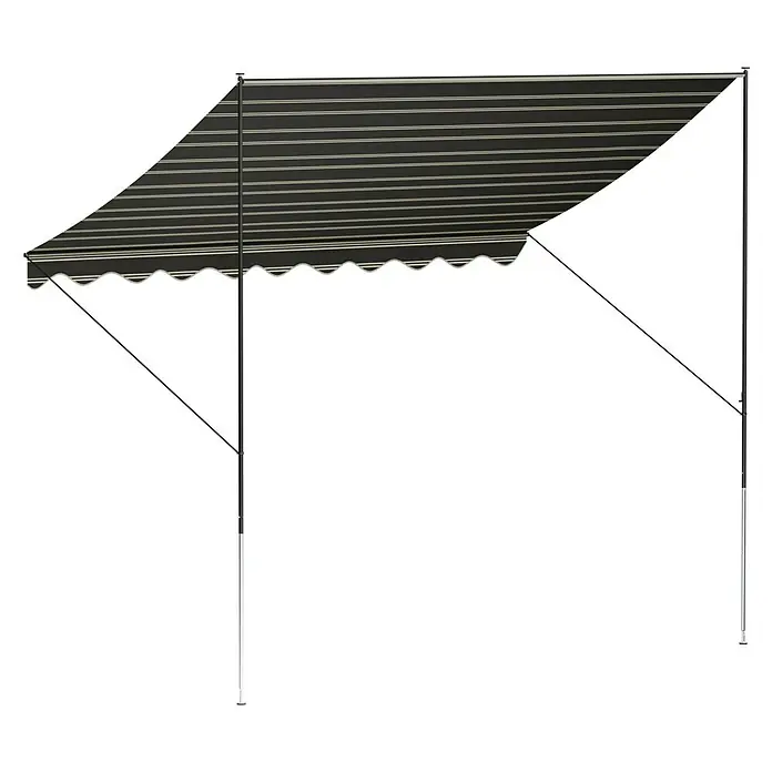 Angerer Klemmmarkise - Braun/Creme, Breite: 3 m, Ausfall: 1,5 m - Markise mit gestreiftem Stoff und stabilem Stahlgestell. Ideal für Sonnenschutz auf Terrasse oder Balkon.