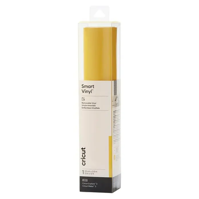 Cricut Vinylfolie Smart Vinyl Ablösbar - 1 Stk., Maize Yellow, 366 x 33 cm, Selbstklebend - Cricut Smart Vinyl Rolle in Gelb, ideal für kreative Projekte mit Cricut Explore 3 und Maker 3 Schneideplottern.