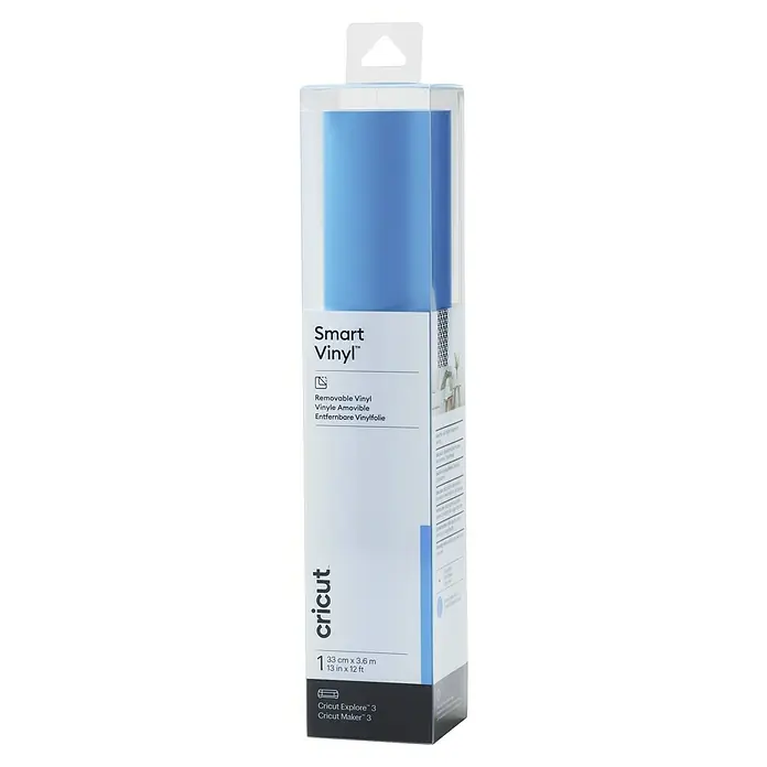 Cricut Vinylfolie Smart Vinyl Ablösbar - 1 Stk., Ocean, 366 x 33 cm, Selbstklebend - Eine Packung Cricut Smart Vinyl in Blau, entfernbares Vinyl für Bastelprojekte und Schneideplotter.